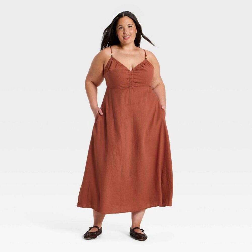 Women's Beaded Maxi Sundress - Universal Thread Brown 2X
